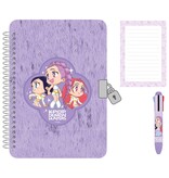 KPop Demon Hunters dagboek met slot en 10 kleuren pen - 20.6x14.6/2.3cm papier