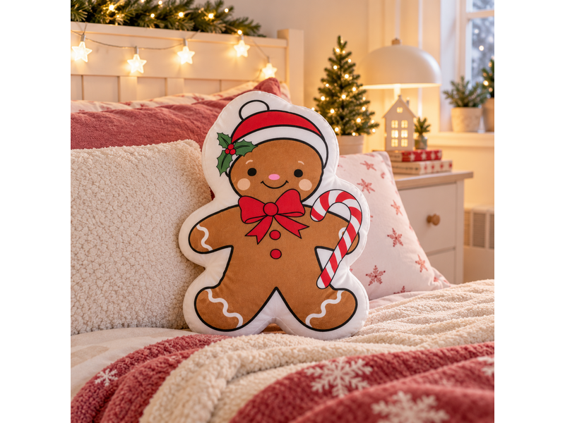 Kerst Gingerbread man Sierkussen 40x29cm Polyester