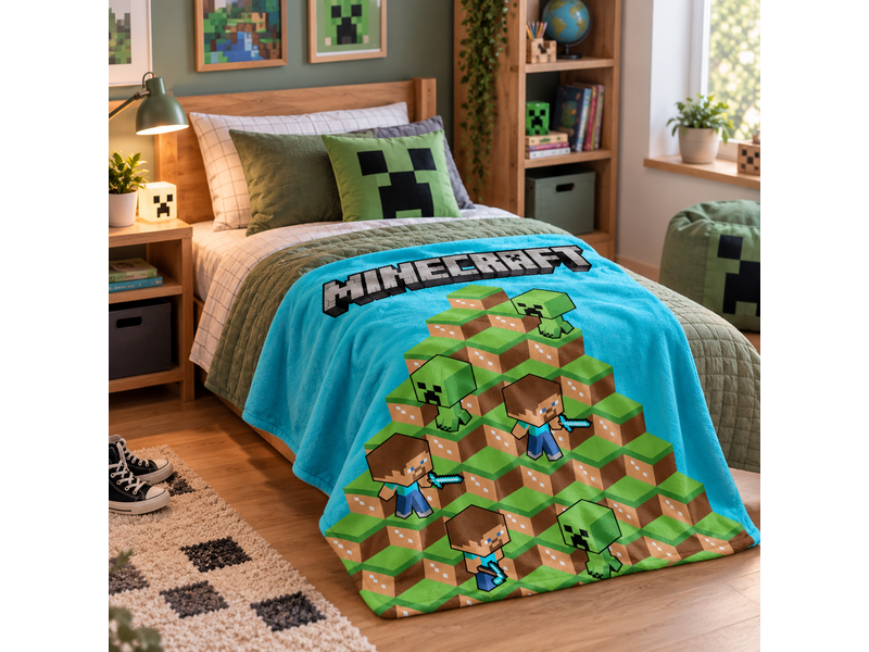 Minecraft Fleeceplaid Blocks 100x150cm - polyester