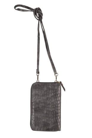 Shop Zusss online Handig portemonnee-telefoontasje - kroko - antraciet -  Lou Lou Conceptstore