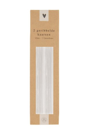 Zusss 2 geribbelde kaarsen 20cm - krijt