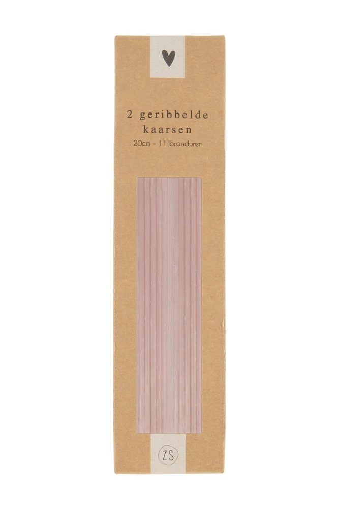 Zusss 2 geribbelde kaarsen 20cm - leem