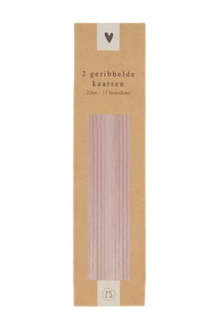 Zusss 2 geribbelde kaarsen 20cm - leem