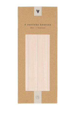 Zusss 4 rustieke kaarsen 20cm - poederroze