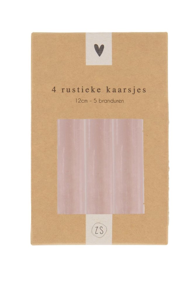Zusss 4 rustieke kaarsjes 12cm - leem