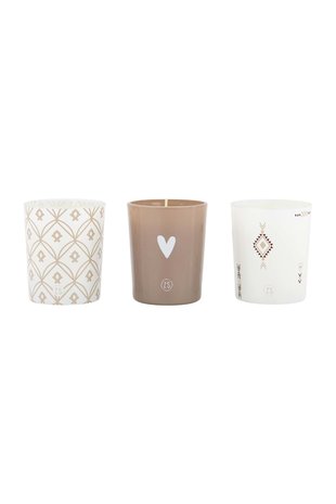 Zusss Set van 3 glaskaarsjes - 'veel liefs' -  leem