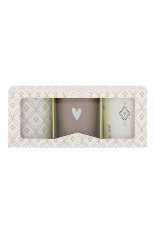 Zusss Set van 3 glaskaarsjes - 'veel liefs' -  leem
