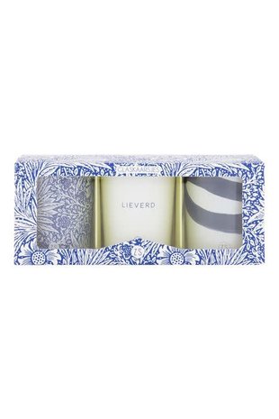 Zusss Set van 3 glaskaarsjes - 'lieverd' - kobaltblauw