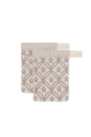Zusss Set van 2 washandjes - mozaïek - offwhite/leem