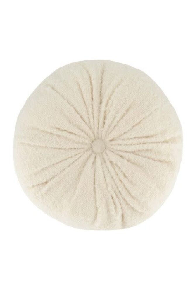 Zusss Rond kussen met knoop bouclé - 40cm - off white