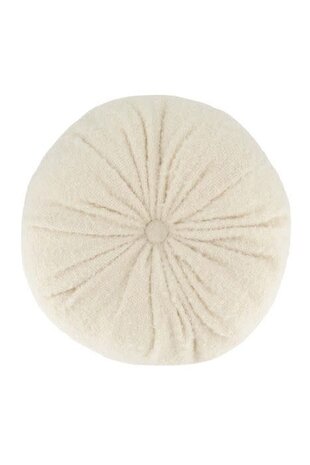Zusss Rond kussen met knoop bouclé - 40cm - off white