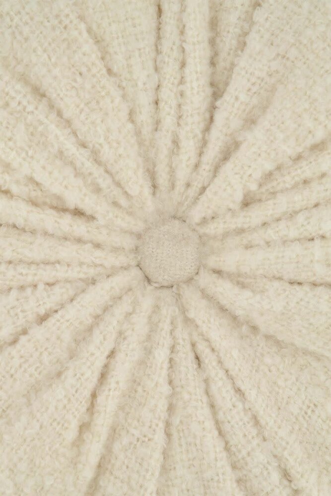 Zusss Rond kussen met knoop bouclé - 40cm - off white