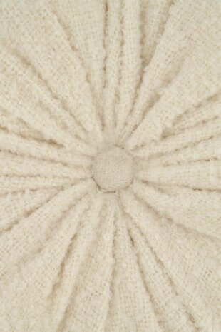 Zusss Rond kussen met knoop bouclé - 40cm - off white