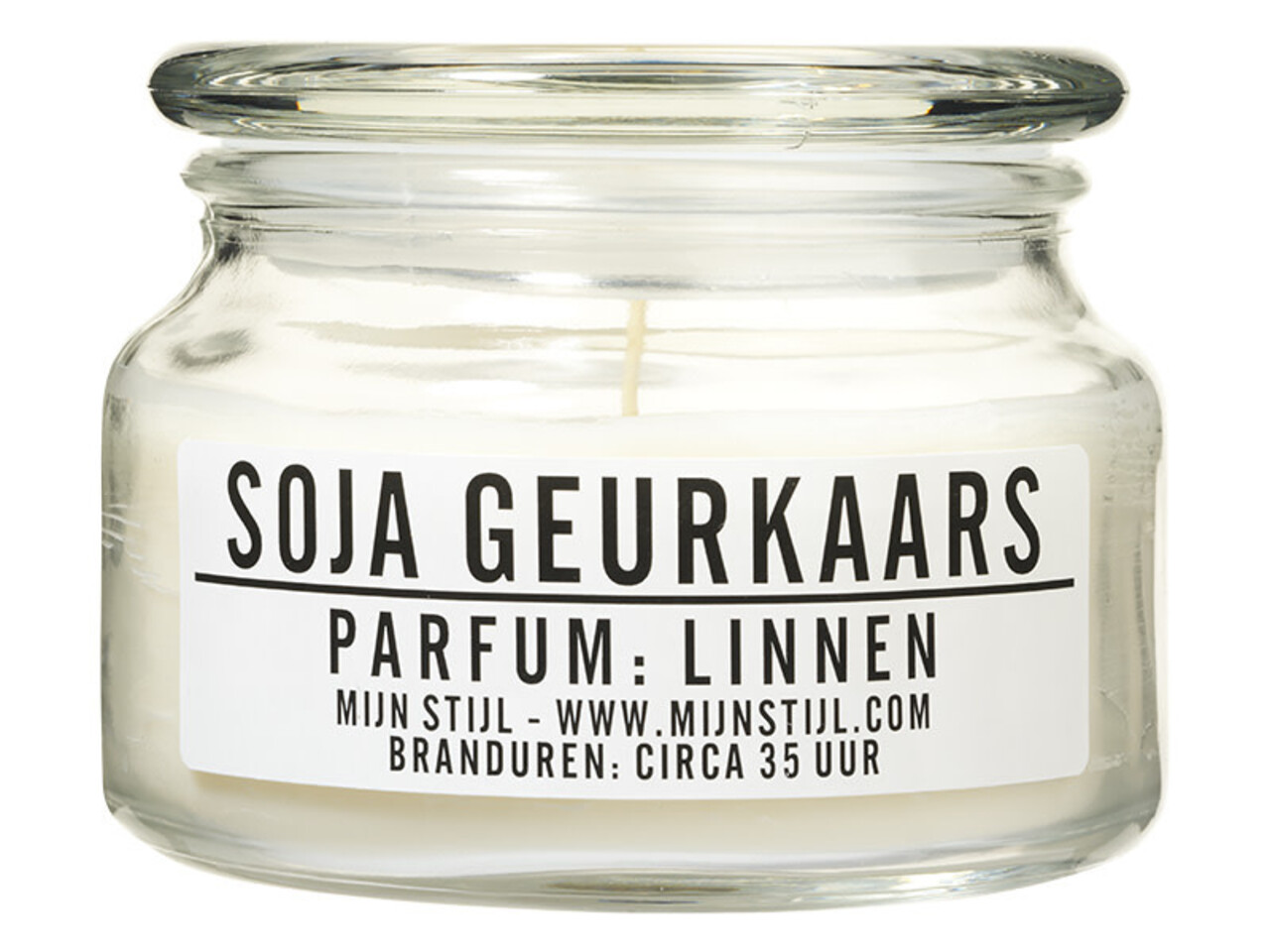 Mijn Stijl Geurkaars glas - linnen soja-basis