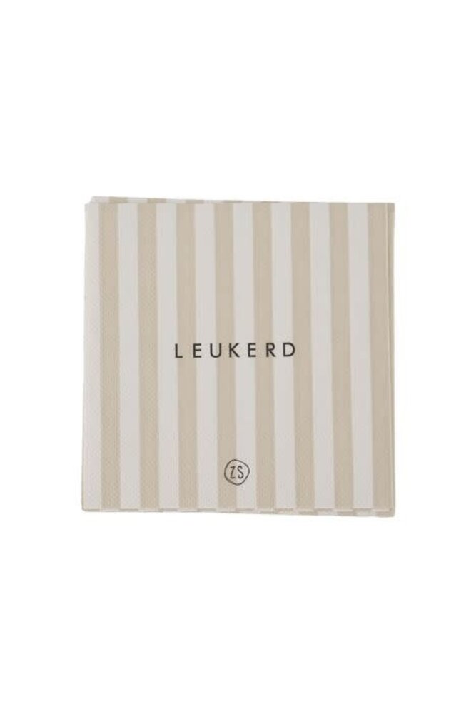 Zusss Servetten - 'leukerd' - hartje - streep  - 12.5x12.5cm - wit/zand