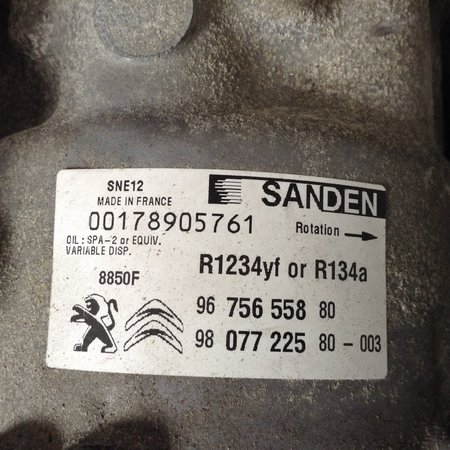 Air conditioning pump 9675655880/ 9807722580 peugeot 208 Sanden 8850F