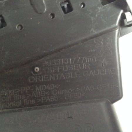 Lüftungsdüse links, Chrom, Peugeot 9633131777, Baujahr 2008