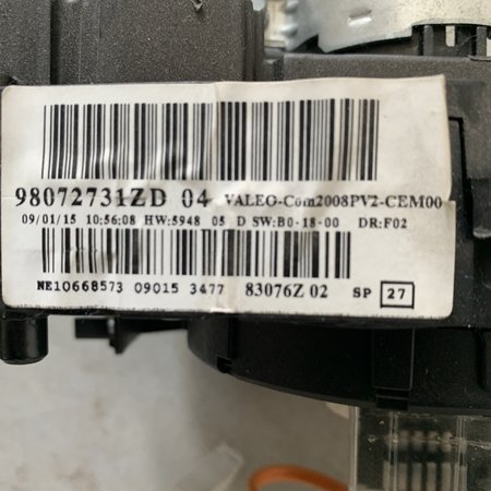 Combination switch Steering column peugeot 308 T9 98072731ZD