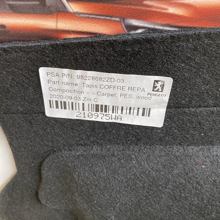 Kofferbak Mat 98228682ZD Peugeot 208 (P21E)