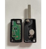 Peugeot 2 button flip key - key bit straight with electronics 433MHZ - ID46 transponder - battery housing