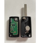 Peugeot 2-knops klapsleutel - sleutelbaard recht met elektronica 433MHZ - ID46 transponder - batterij behuizing