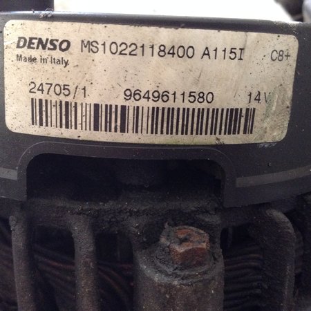 ALTERNATOR 9649611580 PEUGEOT 206 CL8 (5705AZ) Denso