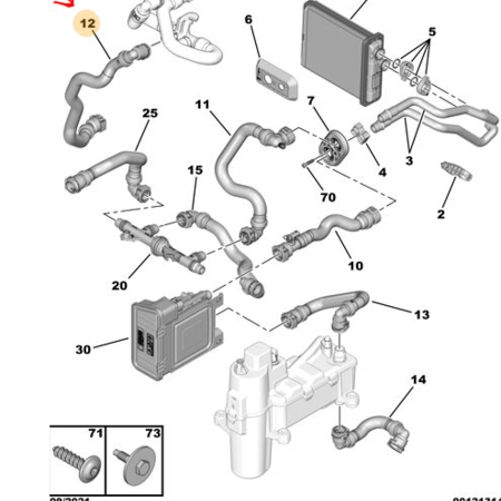 Coolant hose 9841232380 Electricity Peugeot 208 E