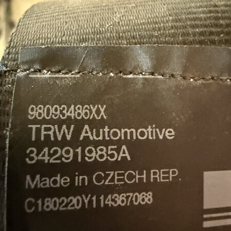 Veiligheidsgordels links-achter met artikelnummer 98093486XX Peugeot 5008II