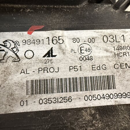 Koplamp Links-voor  met artikelnummer 9849116580   Peugeot 308 III / Peugeot 408