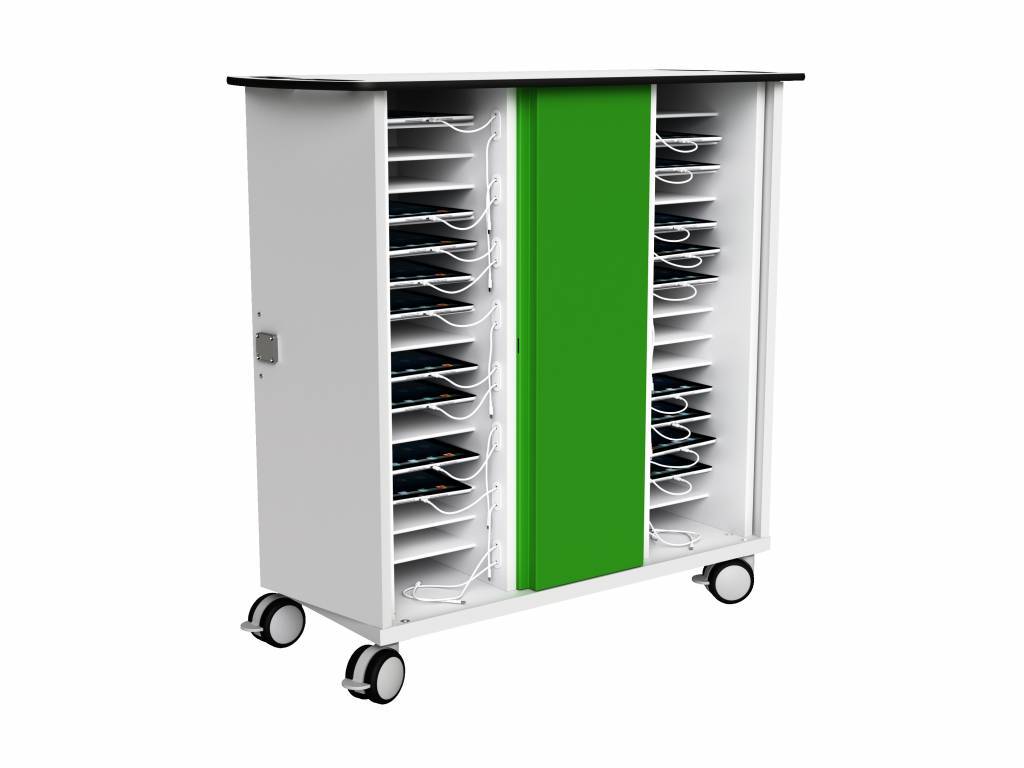 Charging cart for 32 iPads and/or tablets, with wheels and lock
