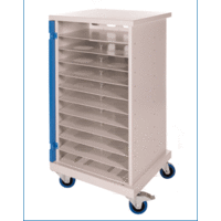 thumb-Mobile charging station for 8 Notebooks. Lockable cabinet on wheels with mains connector strips to charge with one wall socket while storing-2