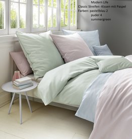  fleuresse – Hochwertige Bettwäsche Maco Satin Bettwäsche-Classic Streifen-mit Paspel am Kissen