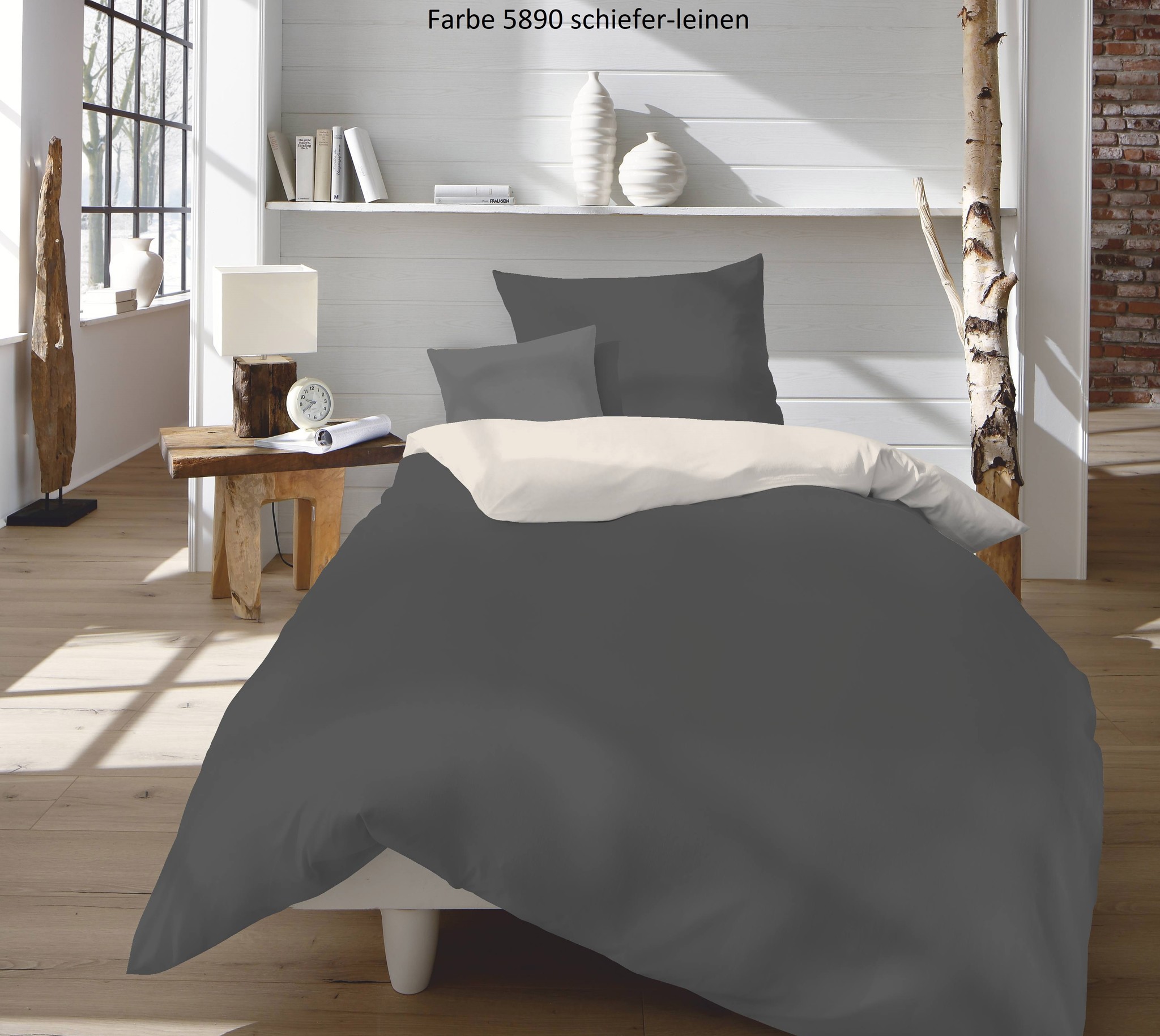 fleuresse – Hochwertige Bettwäsche   Provence W- Leinen Wendebettwäsche -7 Farbstellungen-50% Leinen 50% Baumwolle