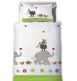  fleuresse – Hochwertige Bettwäsche Kids Collection Kinder Bettwäsche Grün-Weiß-Fleuresse