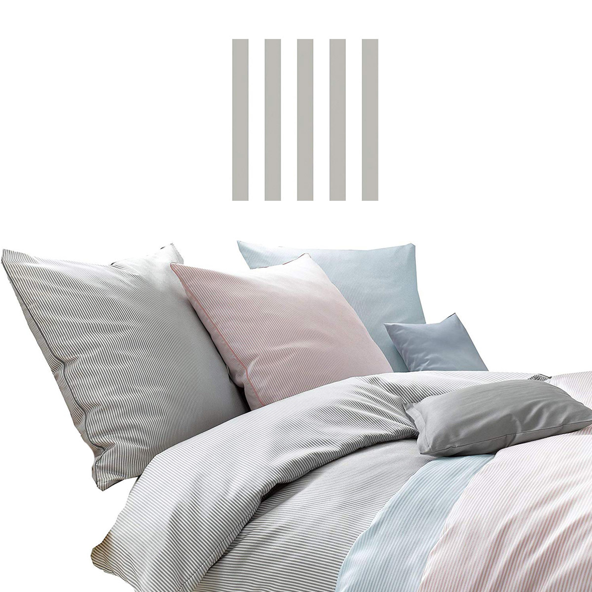 fleuresse – Hochwertige Bettwäsche    Maco Satin Bettwäsche-Classic Streifen-mit Paspel am Kissen