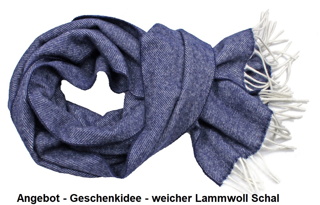 Eagle Produkts Angebot-Reduziert - Modischer Schal- Lammwolle mit hellen Fransen- 23 Wunschfarben -  Farbe navy blau