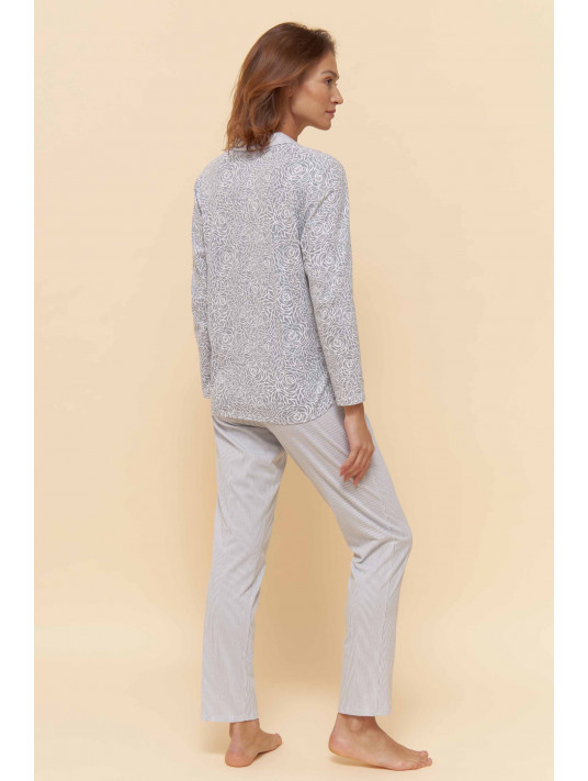 Féraud - Rösch   FÉRAUD Paris High Class Damen Pyjama Design Interlock Druck flower grey