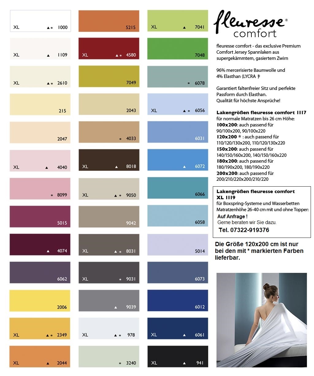 fleuresse – Hochwertige Bettwäsche  Fleuresse Spannbettlaken comfort 9-Farben