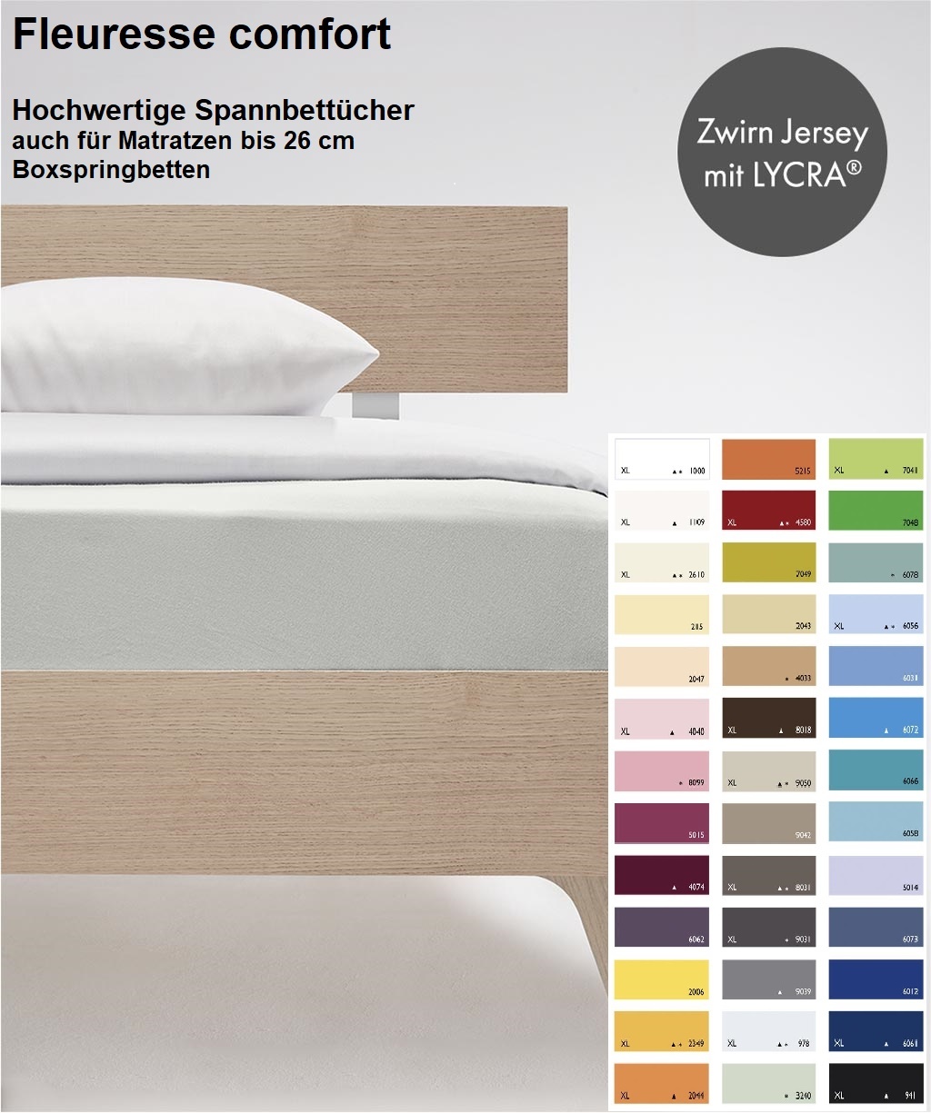 fleuresse – Hochwertige Bettwäsche  Fleuresse Spannbettlaken comfort 9-Farben