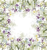 Garnier Thiebaut    Garnier Thiebaut Tischdecke   Iris D`Hiver Halbleinen vorgewaschen -bedruckt