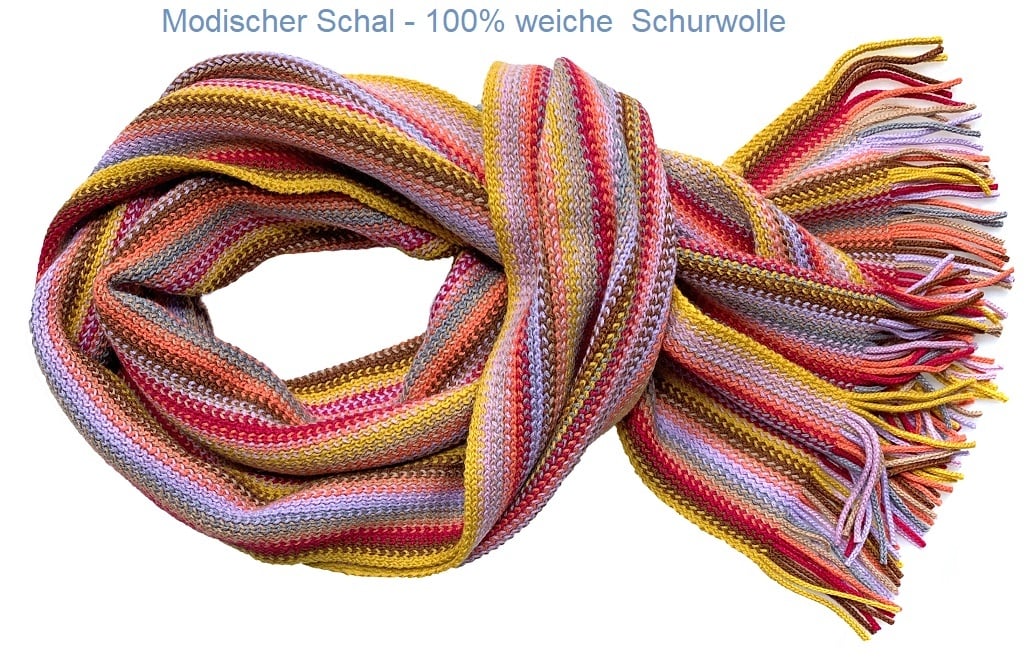 Eagle Produkts  Raschel Schal Farbe 114 - 28x190 cm superfeine Lammwolle mit Fransen -