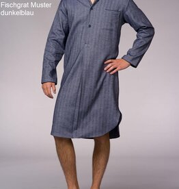 Novila Warmes Herren Flanell Nachthemd Novila BENNO 8601-dunkelblau