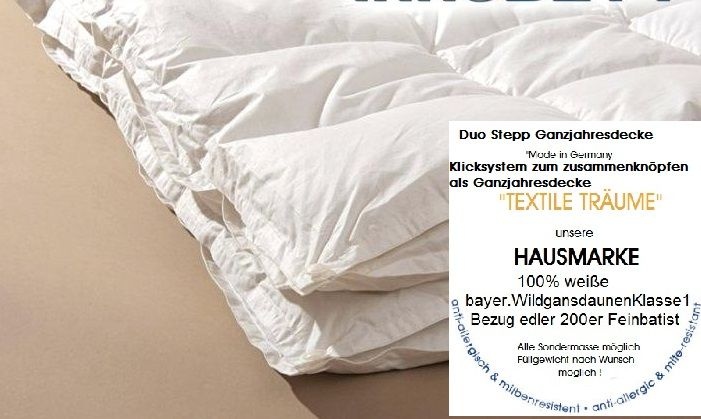 DUO 2in1 TEXTILE Daunendecke|Sommer|Winter|4 Edle - Heimtextilien - Jahreszeiten TRÄUME Zudecke