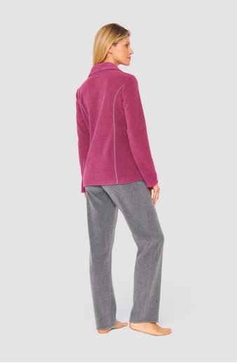 Féraud - Rösch  Rösch Kuscheliger Hausanzug Fleece himbeer-grau