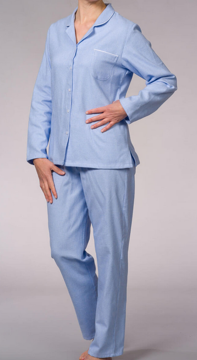 Novila Angebot-Reduziert Größe 36 Damen Schlafanzug Flanell Petra 8642 1/1 blau