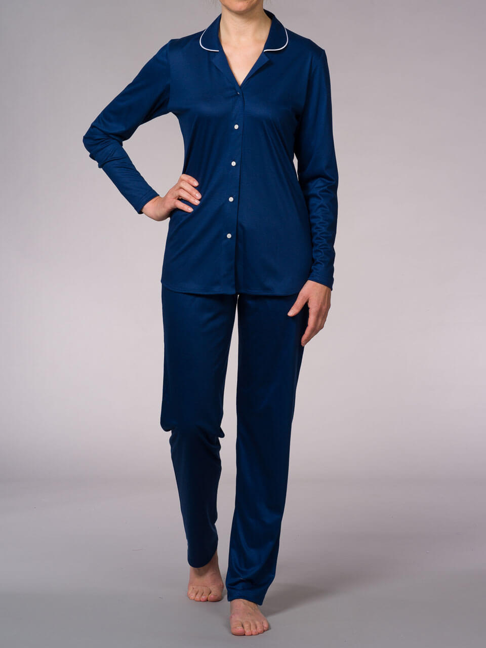 Novila   Novila Damen Schlafanzug   Agneta 8707 Modal mit Seide  Fb.blau