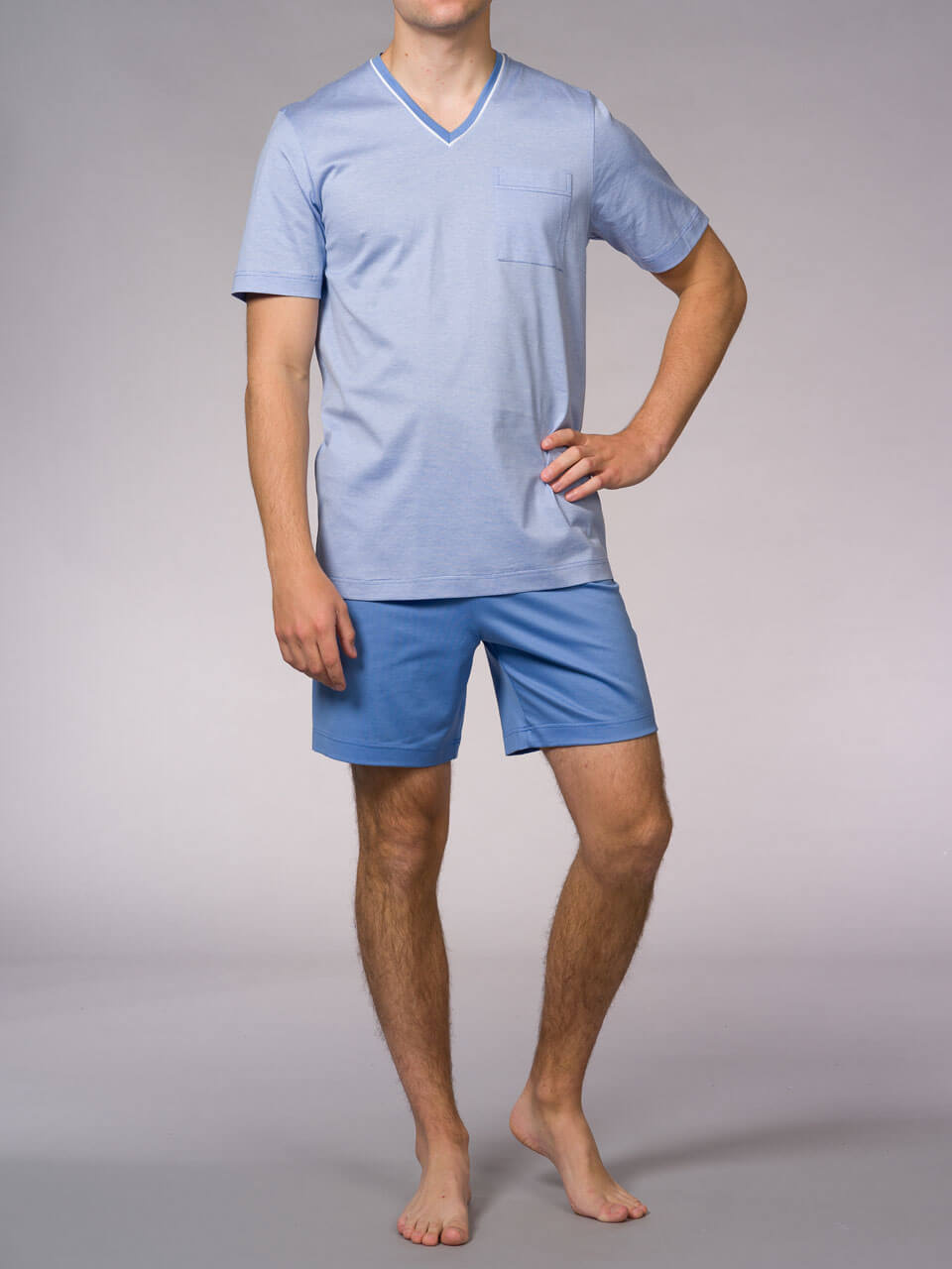 Novila  Herren Schlafanzug Novila SIR 8590-62-144-kurz -hellblau