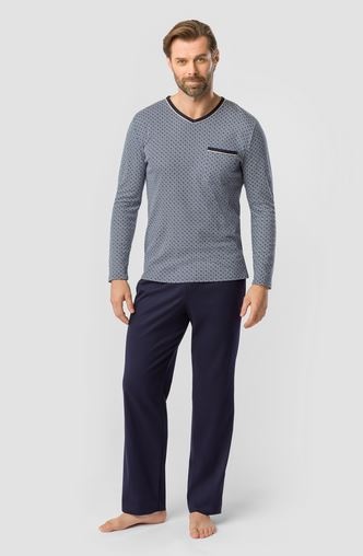 Féraud - Rösch    Rösch Herren Pyjama V-Neck lang-Oberteil Muster Größe 48-58