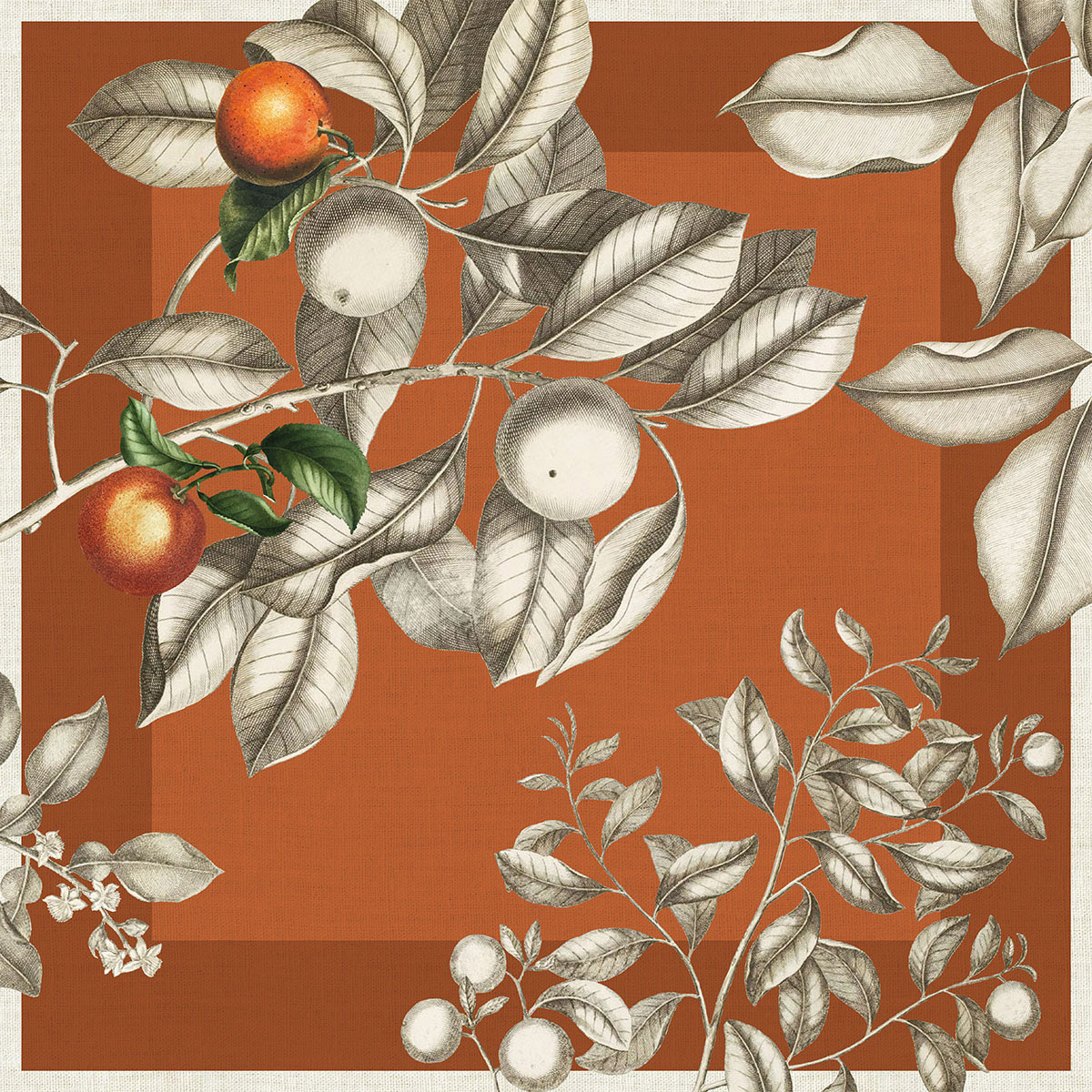 Garnier Thiebaut  Garnier Thiebaut Tischdecke MANDARINES_ROUILLE  Halbleinen vorgewaschen