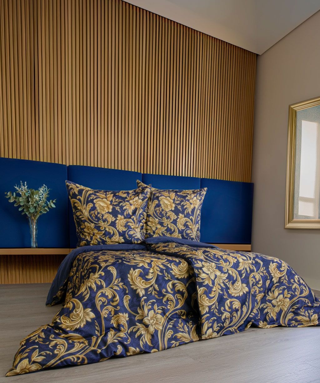 fleuresse – Hochwertige Bettwäsche Fleuresse Valencia Samt-Flanell mit Digitaldruck 584480 Blau-Gelb